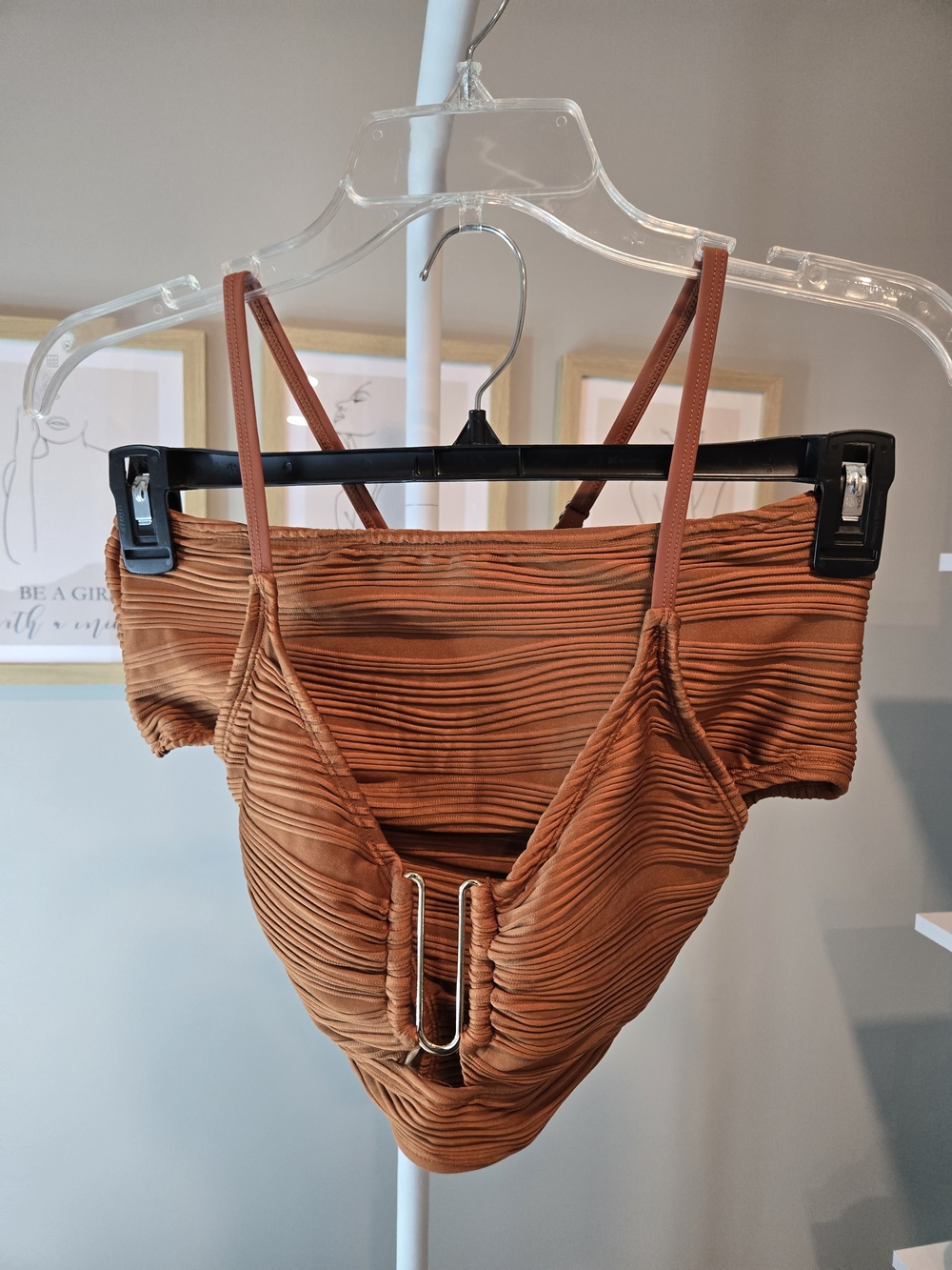 🌞⛱️👙New Gorgeous Ribbed Copper Bikini With Metal Hardware